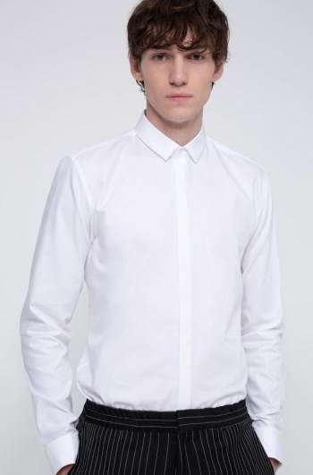 Hugo Boss Extra-slim-fit cotton shirt Hvite | qkXI2dUN