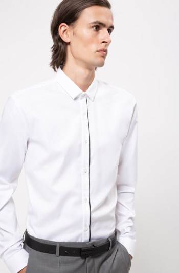 Hugo Boss Extra-slim-fit cotton shirt Hvite | zjYHYcxg