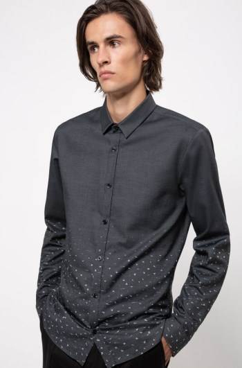 Hugo Boss Extra-slim-fit cotton shirt Mørke Grå | IYBAEQWo