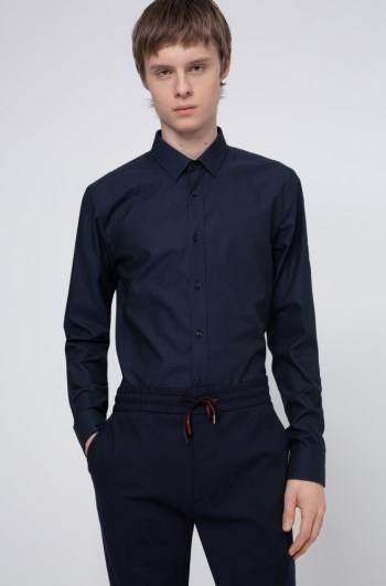 Hugo Boss Extra-slim-fit cotton shirt Mørke Blå | W5J0CUlR