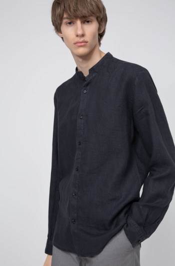 Hugo Boss Extra-slim-fit linen shirt Mørke Blå | 3vwwBfYB