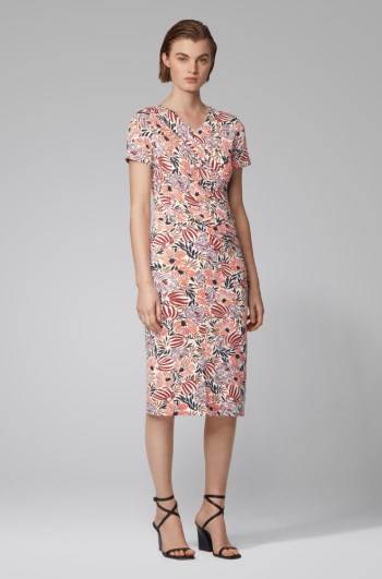 Hugo Boss Floral-print jersey dress Patterned | HPQeo0Qj