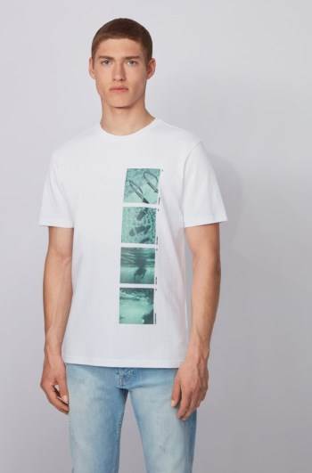 Hugo Boss Fully recyclable T-shirt Hvite | cfNq3XWF