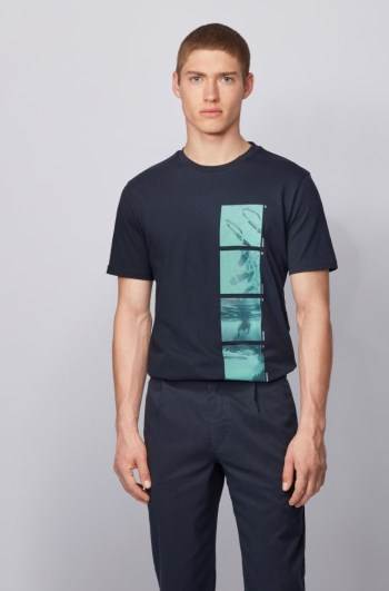 Hugo Boss Fully recyclable T-shirt Mørke Blå | 0psamjj8