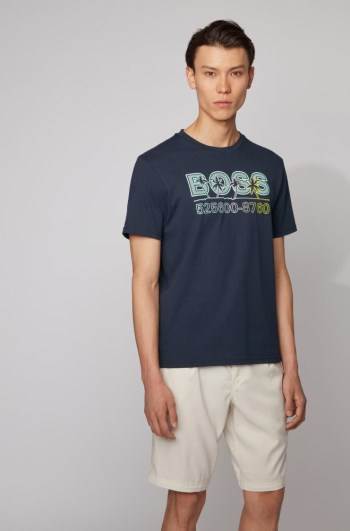 Hugo Boss Fully recyclable T-shirt Mørke Blå | uoDfv5Uq