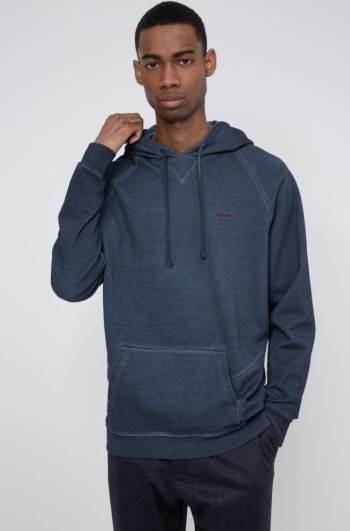 Hugo Boss Garment-dyed hoodie Mørke Blå | 3Ku55H61