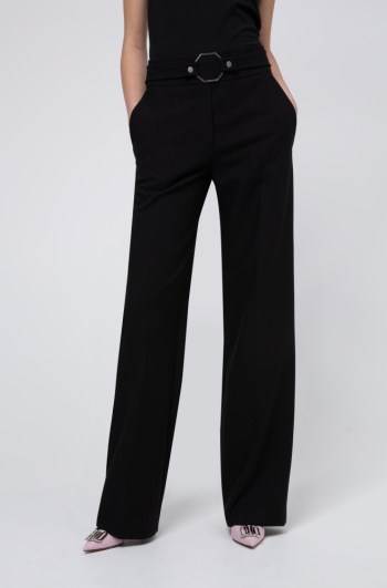 Hugo Boss High-rise relaxed-fit trousers Svarte | WW0axqcb