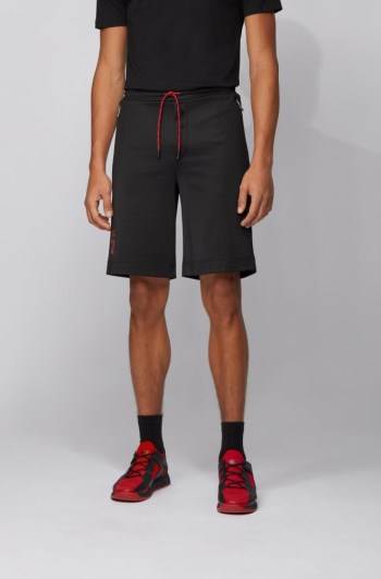 Hugo Boss Interlock-piqué shorts Svarte | MIsnS9ro