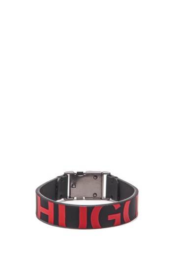 Hugo Boss Italian-leather cuff Svarte | X33tQZtI