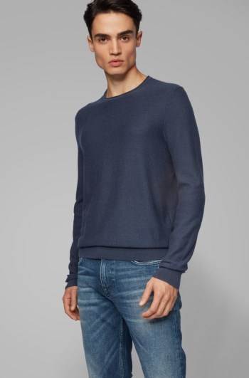 Hugo Boss Knitted sweater Mørke Blå | BctJCcLV