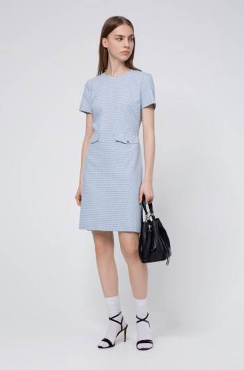 Hugo Boss Kort-sleeved dress Lyse Blå | DTdkSbXM