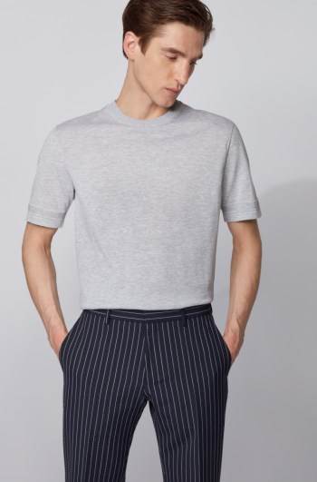 Hugo Boss Kort-sleeved knitted sweater Lyse Grå | wRVJlpIs