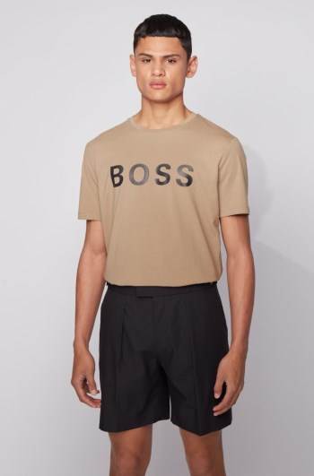 Hugo Boss Logo T-shirt Beige | hA6EEhSG