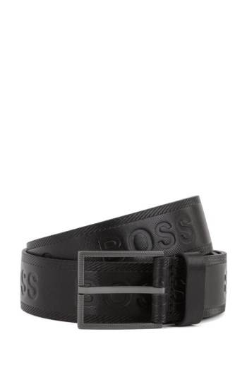 Hugo Boss Logo-embossed belt Svarte | GcsaKlT7