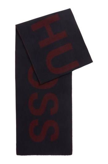 Hugo Boss Logo-jacquard scarf Mørke Blå | zg5RVWKW