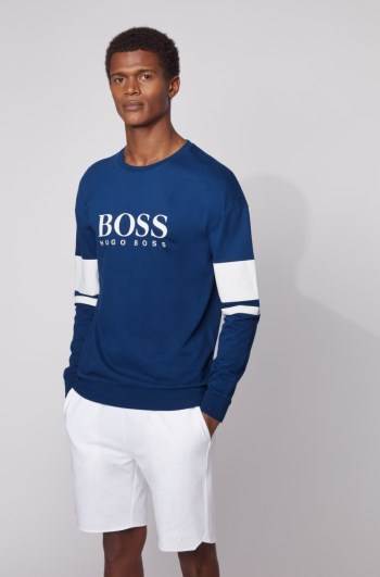 Hugo Boss Logo loungewear sweatshirt Blå | 8MQdQnUd