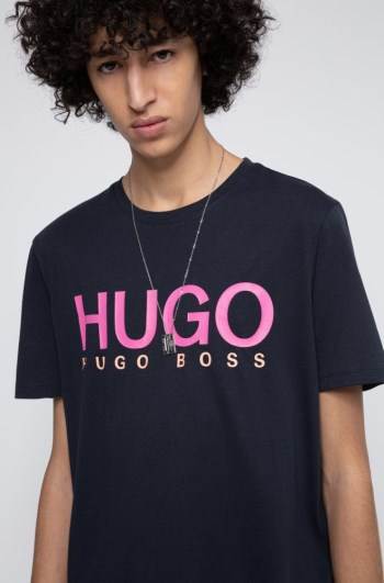 Hugo Boss Logo-print T-shirt Mørke Blå | E5h2YNnp