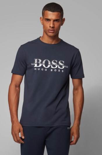 Hugo Boss Logo-print T-shirt Mørke Blå | PiJck3tk