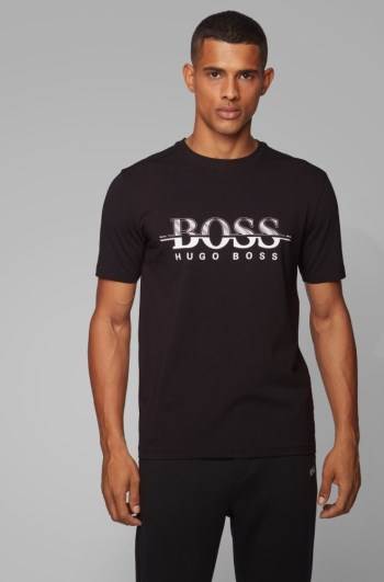 Hugo Boss Logo-print T-shirt Svarte | 1Bhgoi06