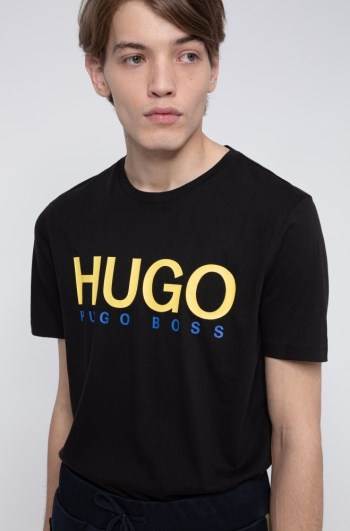 Hugo Boss Logo-print T-shirt Svarte | 6iYcKYq3