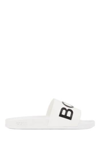 Hugo Boss Logo-strap slides Hvite | Dp4wTG6R