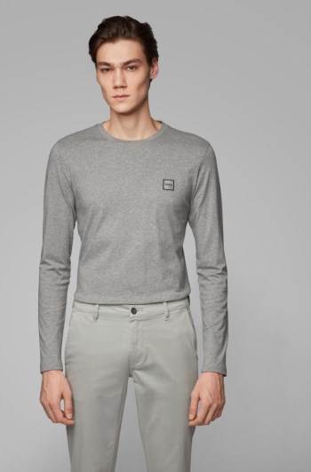 Hugo Boss Long-sleeved T-shirt Lyse Grå | k41g2pqf