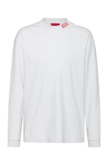 Hugo Boss Long-sleeved cotton T-shirt Hvite | 00jauuhC