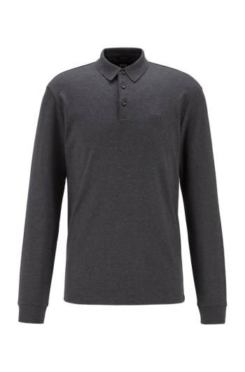 Hugo Boss Long-sleeved polo shirt Mørke Grå | CvpIAKWy