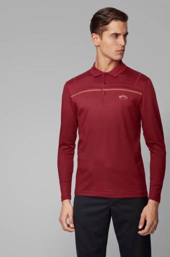 Hugo Boss Long-sleeved slim-fit polo shirt Rød | SQVphWIm