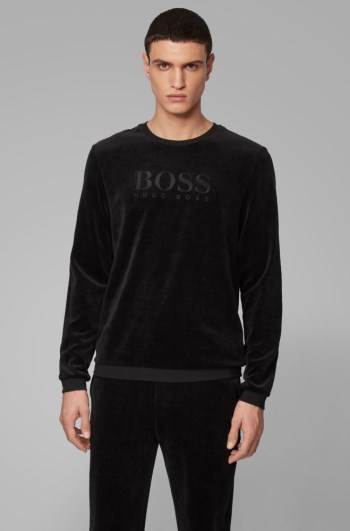 Hugo Boss Lounge logo sweatshirt Svarte | tWNKIbcP