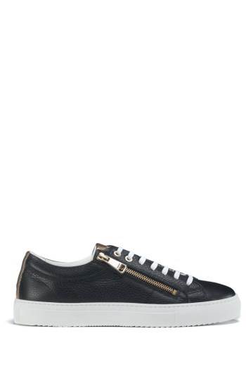 Hugo Boss Low-top tumbled-leather trainers Svarte | LjAYBoME