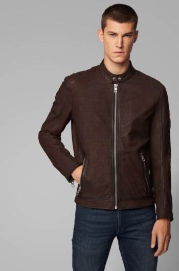 Hugo Boss Lær jacket Mørke Brune | PCyFns4P