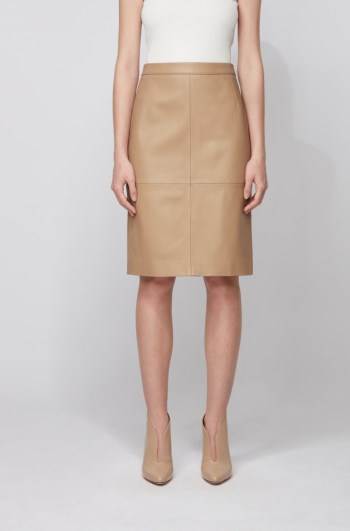 Hugo Boss Lær pencil skirt Beige | cXUf7fCR