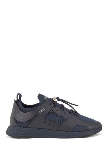 Hugo Boss Lær-trimmed trainers Mørke Blå | QuVMb6MJ