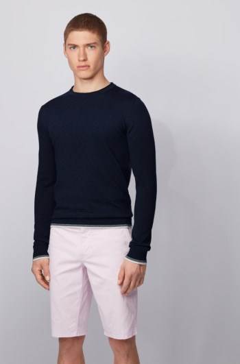 Hugo Boss Melange-cotton sweater Mørke Blå | 1NHex52A