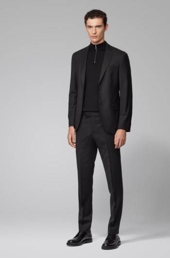 Hugo Boss Micro-patterned slim-fit suit Svarte | VeBFeRvP