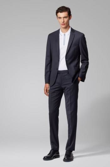 Hugo Boss Micro-patterned slim-fit suit Mørke Blå | gLI3UKSr