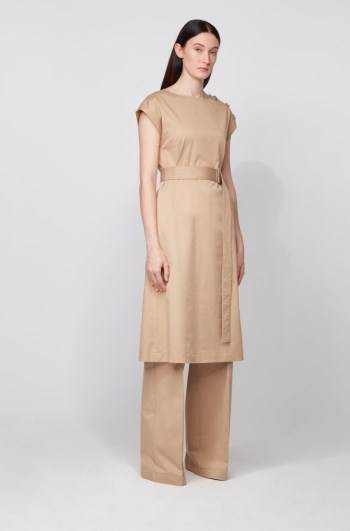 Hugo Boss Midi-length dress Beige | TZy5Z6BK