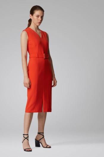 Hugo Boss Midi-length dress Oransje | XdPH1LGu