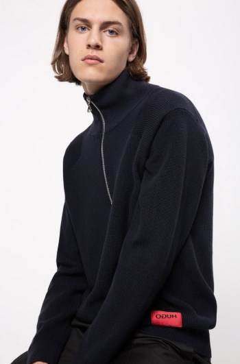 Hugo Boss Ovesized-fit sweater Mørke Blå | JNSQ42XO