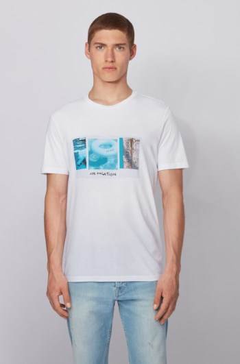 Hugo Boss Pima-cotton T-shirt Hvite | 4rgfKgQJ