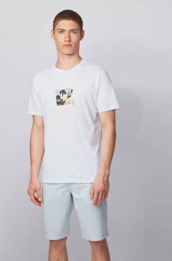 Hugo Boss Pima-cotton T-shirt Hvite | HJjgJmoV