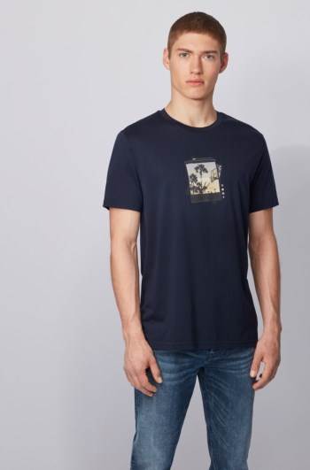 Hugo Boss Pima-cotton T-shirt Mørke Blå | nSMpPHtq