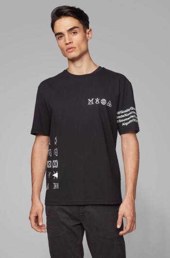 Hugo Boss Plastic-free relaxed-fit T-shirt Svarte | CVZwJTn3