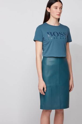 Hugo Boss Pure-cotton T-shirt Mørke Blå | 8ZOaRZAK