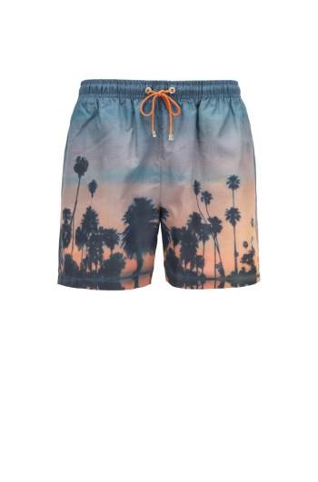 Hugo Boss Quick-dry photo-print swim shorts Lyse Blå | qLQcwqcW