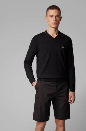 Hugo Boss Regular-fit V-neck sweater Svarte | n5FNi40O