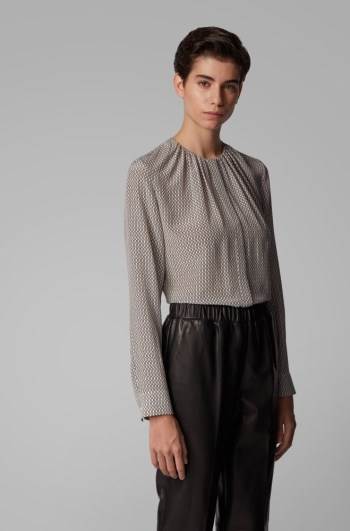 Hugo Boss Regular-fit collarless blouse Patterned | SBZROm4C