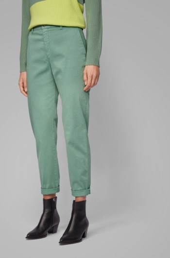 Hugo Boss Regular-fit cropped chinos Lyse Grønn | SoMLTyL6