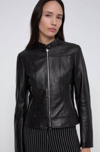 Hugo Boss Regular-fit leather jacket Svarte | 6hbG6agh